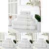 MARTHA STEWART 100% Cotton Bath Towels Set Of 6 Piece, 2 Bath Towels, 2 Hand Towels, 2 Washcloths, Quick Dry Towels, Soft & Absorbent, Bathroom Essentials, Light Gray(New White)