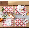 MARTHA STEWART Americana Star Gingham Plaid Indoor Placemat 4-Pack Set, Reversible, Patriotic USA America Decor, Red/White/Blue, 14″x72″
