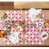 MARTHA STEWART Americana Star Gingham Plaid Indoor Placemat 4-Pack Set, Reversible, Patriotic USA America Decor, Red/White/Blue, 14″x72″