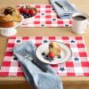 MARTHA STEWART Americana Star Gingham Plaid Indoor Placemat 4-Pack Set, Reversible, Patriotic USA America Decor, Red/White/Blue, 14″x72″