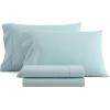 Martha Stewart – Full Size Sheets Set, Crisp & Tailored Cooling Sheets w/a Naturally Smooth Cotton Percale Lightweight Feel – Bed Sheets with Matching Pillowcases & Fitted Sheet (Skylands Solid Blue)(Skylands Solid Blue)