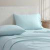 Martha Stewart – Full Size Sheets Set, Crisp & Tailored Cooling Sheets w/a Naturally Smooth Cotton Percale Lightweight Feel – Bed Sheets with Matching Pillowcases & Fitted Sheet (Skylands Solid Blue)(Skylands Solid Blue)