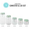 Martha Stewart 5 Piece Glass Canister Set W/Greeen Lids