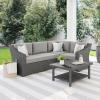 Martha Stewart Bedford Indoor-Outdoor Modular Patio Sectional Sofa for 4 with Rattan Wicker Finish in Gray with Gray All-Weather Cushions