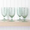 Martha Stewart Chauncey 4-Pack Hobnail Glass Tumblers, 14.3 oz – Handmade Pink Drinking Glasses, Vintage Textured Water Cups for Everyday Use or Entertaining(Green (Hobnail))