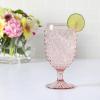 Martha Stewart Chauncey 4-Pack Hobnail Glass Tumblers, 14.3 oz – Handmade Pink Drinking Glasses, Vintage Textured Water Cups for Everyday Use or Entertaining(Pink (Hobnail))