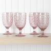Martha Stewart Chauncey 4-Pack Hobnail Glass Tumblers, 14.3 oz – Handmade Pink Drinking Glasses, Vintage Textured Water Cups for Everyday Use or Entertaining(Pink (Hobnail))