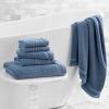 Martha Stewart Egyptian Cotton Bath Towels Set – 6 Piece, 2 Bath Towels – 2 Hand Towels – 2 Washcloths, Absorbent Bathroom Towels, Bathroom Essentials, Butter(Textured Blue)