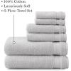 Martha Stewart Egyptian Cotton Bath Towels Set – 6 Piece, 2 Bath Towels – 2 Hand Towels – 2 Washcloths, Absorbent Bathroom Towels, Bathroom Essentials, Butter(Light Gray)