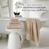 Martha Stewart Egyptian Cotton Bath Towels Set – 6 Piece, 2 Bath Towels – 2 Hand Towels – 2 Washcloths, Absorbent Bathroom Towels, Bathroom Essentials, Butter(Oyster)