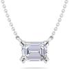 Martha Stewart Emerald Cut Lab Grown Diamond Solitaire Necklace in 14 Karat Gold, Lab Grown Diamond Necklace(white-gold)
