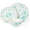 Martha Stewart Empress Bouquet 12-Piece Decorated Porcelain Chip and Scratch Resistant Dinnerware Plates and Bowls Set – Teal Floral