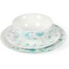 Martha Stewart Empress Bouquet 12-Piece Decorated Porcelain Chip and Scratch Resistant Dinnerware Plates and Bowls Set – Teal Floral