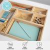 Martha Stewart Enzo Wooden Desk Drawer Organizer Set, Paulownia Wood Organizers in Various Sizes, 6 Piece, Light Natural(Light Natural)