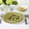 Martha Stewart Gracie Lane 12-Piece Porcelain Chip and Scratch Resistant Decorated Dinnerware Set – Sharkey Grey w/Gold Rim(Olive Green w/ Gold Rim)