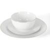 Martha Stewart Gracie Lane 12-Piece Porcelain Chip and Scratch Resistant Decorated Dinnerware Set – Sharkey Grey w/Gold Rim(White w/ Gold Band)