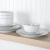 Martha Stewart Gracie Lane 12-Piece Porcelain Chip and Scratch Resistant Decorated Dinnerware Set – Sharkey Grey w/Gold Rim(White w/ Gold Band)