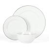 Martha Stewart Gracie Lane 12-Piece Porcelain Chip and Scratch Resistant Decorated Dinnerware Set – Sharkey Grey w/Gold Rim(White w/ Gold Band)