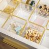Martha Stewart Kerry Plastic Stackable Office Desk Drawer Organizers, 6″ x 3″, 6 Pack, with Gold Trim(3″ x 3″)
