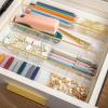 Martha Stewart Kerry Plastic Stackable Office Desk Drawer Organizers, 6″ x 3″, 6 Pack, with Gold Trim(9″ x 3″)