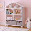 Martha Stewart Kids Deluxe Dollhouse Bookcase – Linen White Bookshelf: Wooden Book & Toy Storage Shelf Organizer | Toddler Book Organization | Kids’ Tall Bookshelf for Playroom and Bedroom Storage(Linen White)