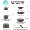 Martha Stewart Lockton 2 Piece 10″ & 12″ Heavy Gauge Aluminum Premium Nonstick Fry Pan Set – Linen(Black w/ Gold Handles (Ceramic Nonstick Cookware))