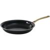 Martha Stewart Lockton 2 Piece 10″ & 12″ Heavy Gauge Aluminum Premium Nonstick Fry Pan Set – Linen(Black w/ Gold Handles (Ceramic Nonstick Cookware))