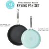 Martha Stewart Lockton 2 Piece 10″ & 12″ Heavy Gauge Aluminum Premium Nonstick Fry Pan Set – Linen(Martha Blue)