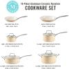 Martha Stewart Lockton Premium Nonstick 10 Piece Enamel Heavy Gauge Aluminum Pots and Pans Cookware Set – Martha Blue(Butter Cream)