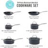 Martha Stewart Lockton Premium Nonstick 10 Piece Enamel Heavy Gauge Aluminum Pots and Pans Cookware Set – Martha Blue(Gray)