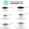 Martha Stewart Lockton Premium Nonstick 10 Piece Enamel Heavy Gauge Aluminum Pots and Pans Cookware Set – Martha Blue(Linen)