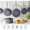 Martha Stewart Lockton Premium Nonstick PFA Free Ceramic Interior 10 Piece Enamel Heavy Gauge Aluminum Pots and Pans Cookware Set – Red(Gray)