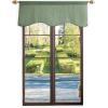 Martha Stewart Lucca Velvet Lined Scallop Window Curtain 50″ W x 18″ L, Valance, Pomegranate(Green)