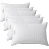 Martha Stewart Medium Soft Feather Down 100% Cotton 500 Thread Count Damask Stripe Embroidered Queen Size Set of 2(White)