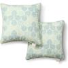 Martha Stewart Modern Banana Leaves Indoor Outdoor Decorative Pillow 2-Pack Set, UV Fade Resistant, Water Repellent, Printed Tropical Design, Warm Grey, 18″x18″(Green)