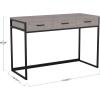 Martha Stewart Ollie Home Office Desk with 3 Drawers in White with Polished Brass Hardware(Gray Top/Oil Rubbed Bronze Frame)