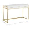 Martha Stewart Ollie Home Office Desk with 3 Drawers in White with Polished Brass Hardware(White Top/Polished Brass Frame)