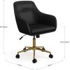Martha Stewart Rayna Swivel Task Chair with Flared Arms for Home Office in White Boucle with Oil Rubbed Bronze Frame(Black Faux Leather/Polished Brass Frame)