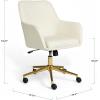 Martha Stewart Rayna Swivel Task Chair with Flared Arms for Home Office in White Boucle with Oil Rubbed Bronze Frame(Off White Fabric/Polished Brass Frame)