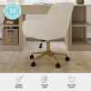 Martha Stewart Rayna Swivel Task Chair with Flared Arms for Home Office in White Boucle with Oil Rubbed Bronze Frame(Off White Fabric/Polished Brass Frame)