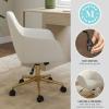 Martha Stewart Rayna Swivel Task Chair with Flared Arms for Home Office in White Boucle with Oil Rubbed Bronze Frame(Off White Fabric/Polished Brass Frame)
