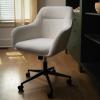 Martha Stewart Rayna Swivel Task Chair with Flared Arms for Home Office in White Boucle with Oil Rubbed Bronze Frame(White Boucle/Oil Rubbed Bronze)