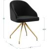 Martha Stewart Sora Stationary Swivel Task Chair with Sloped Arms for Home Office in White Boucle with Oil Rubbed Bronze Frame(Black Velvet/Polished Nickel)