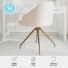 Martha Stewart Sora Stationary Swivel Task Chair with Sloped Arms for Home Office in White Boucle with Oil Rubbed Bronze Frame(Conch Shell Fabric/Polished Brass Frame)