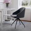 Martha Stewart Sora Stationary Swivel Task Chair with Sloped Arms for Home Office in White Boucle with Oil Rubbed Bronze Frame(Gray Velvet/Oil Rubbed Bronze)