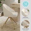 Martha Stewart Sora Stationary Swivel Task Chair with Sloped Arms for Home Office in White Boucle with Oil Rubbed Bronze Frame(Off White Boucle/Polished Brass Frame)
