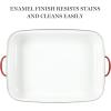 Martha Stewart Thayer 18″ Enamel on Steel Roaster Pan w/Stainless Steel Rack – Red(Red)