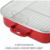 Martha Stewart Thayer 18″ Enamel on Steel Roaster Pan w/Stainless Steel Rack – Red(Red)