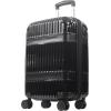 Martha Stewart The Bedford 22 Inch Carry On Luggage, Hardshell Rolling Suitcase with Spinner Wheels, Silver(Black)