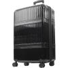 Martha Stewart The Bedford 22 Inch Carry On Luggage, Hardshell Rolling Suitcase with Spinner Wheels, Silver(Black)
